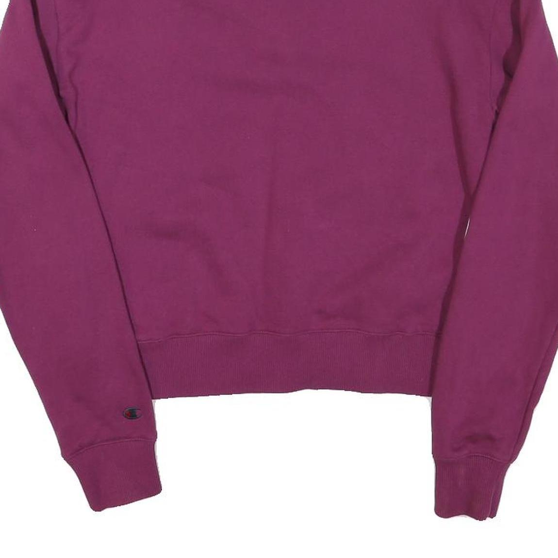 CHAMPION Womens Purple 1/4 Zip S Sweatshirt Logo Sleeve Zip Pullover