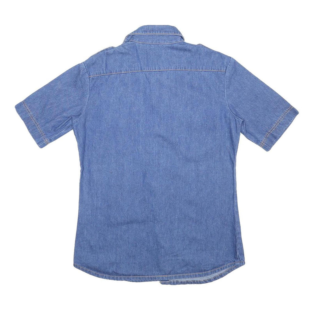KANTUCKY Womens Blue Denim Shirt L Button Pocket Casual Short Sleeve
