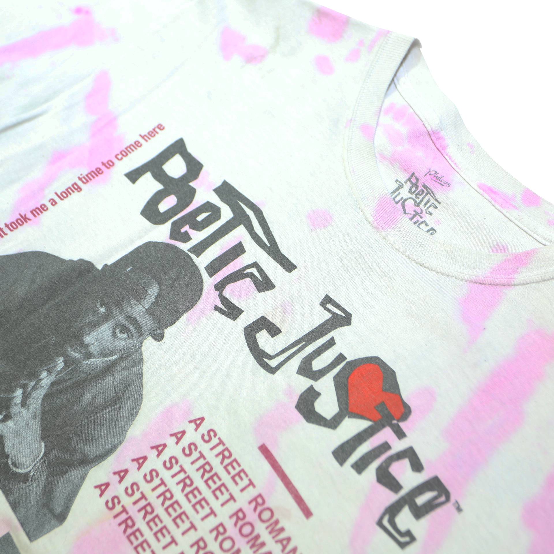 POETIC JUSTICE Mens White & Pink Graphic T-Shirt S Short Sleeve Crew Neck