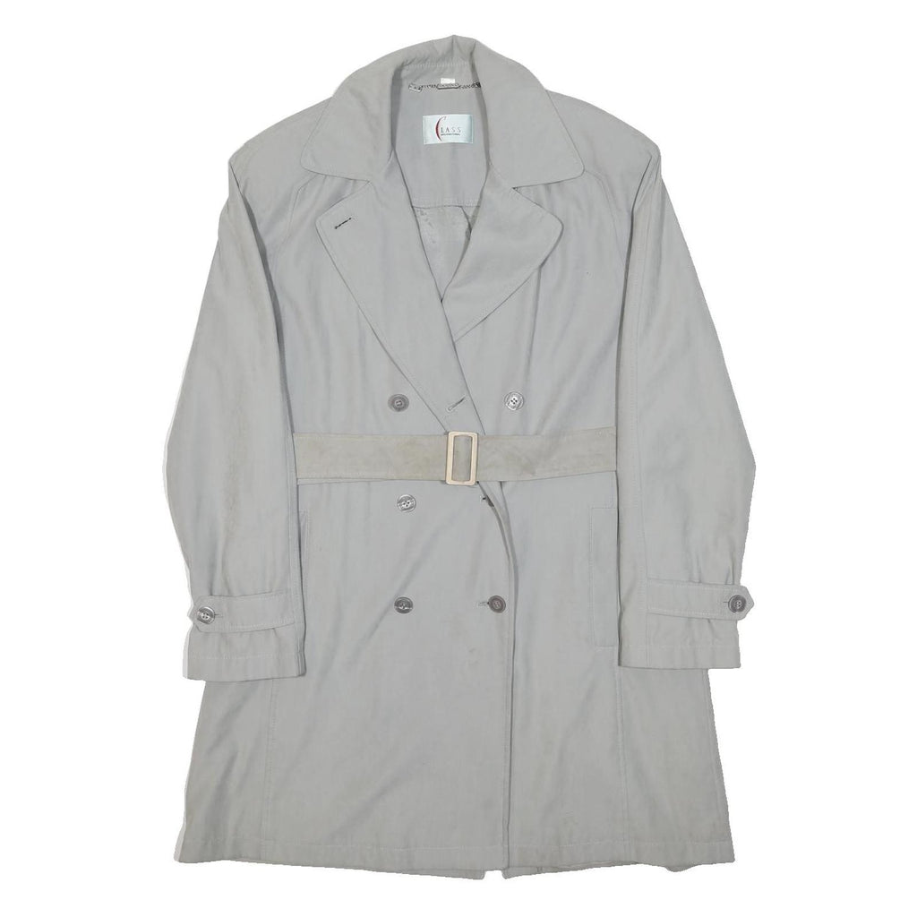 LASS Womens Grey Button Coat M Polyester Plain Classic Elegant Stylish