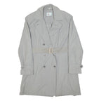 LASS Womens Grey Button Coat M Polyester Plain Classic Elegant Stylish