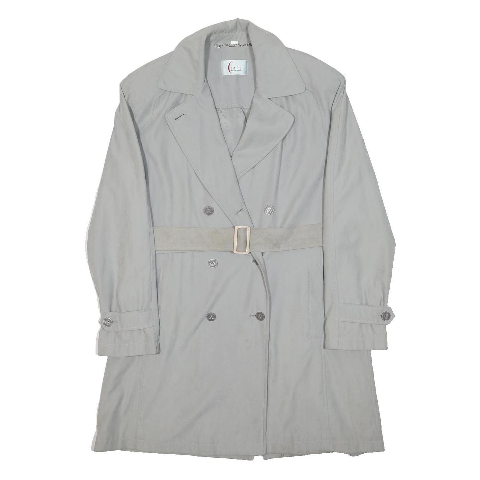 LASS Womens Grey Button Coat M Polyester Plain Classic Elegant Stylish