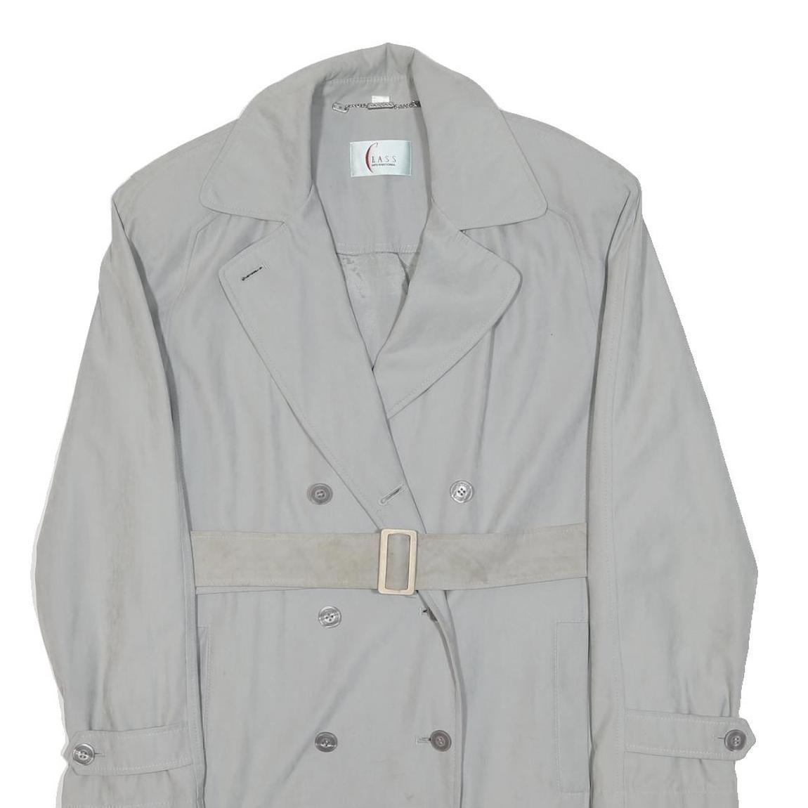 LASS Womens Grey Button Coat M Polyester Plain Classic Elegant Stylish