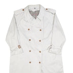 Womens White Cotton Button Jacket L Plain Classic Long Sleeve Casual Outerwear