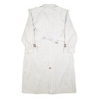 Womens White Cotton Button Jacket L Plain Classic Long Sleeve Casual Outerwear