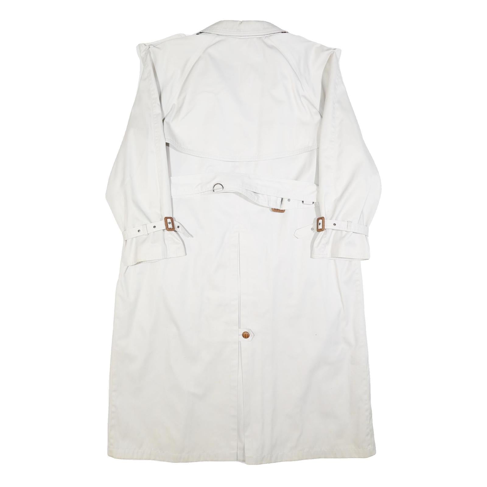 Womens White Cotton Button Jacket L Plain Classic Long Sleeve Casual Outerwear