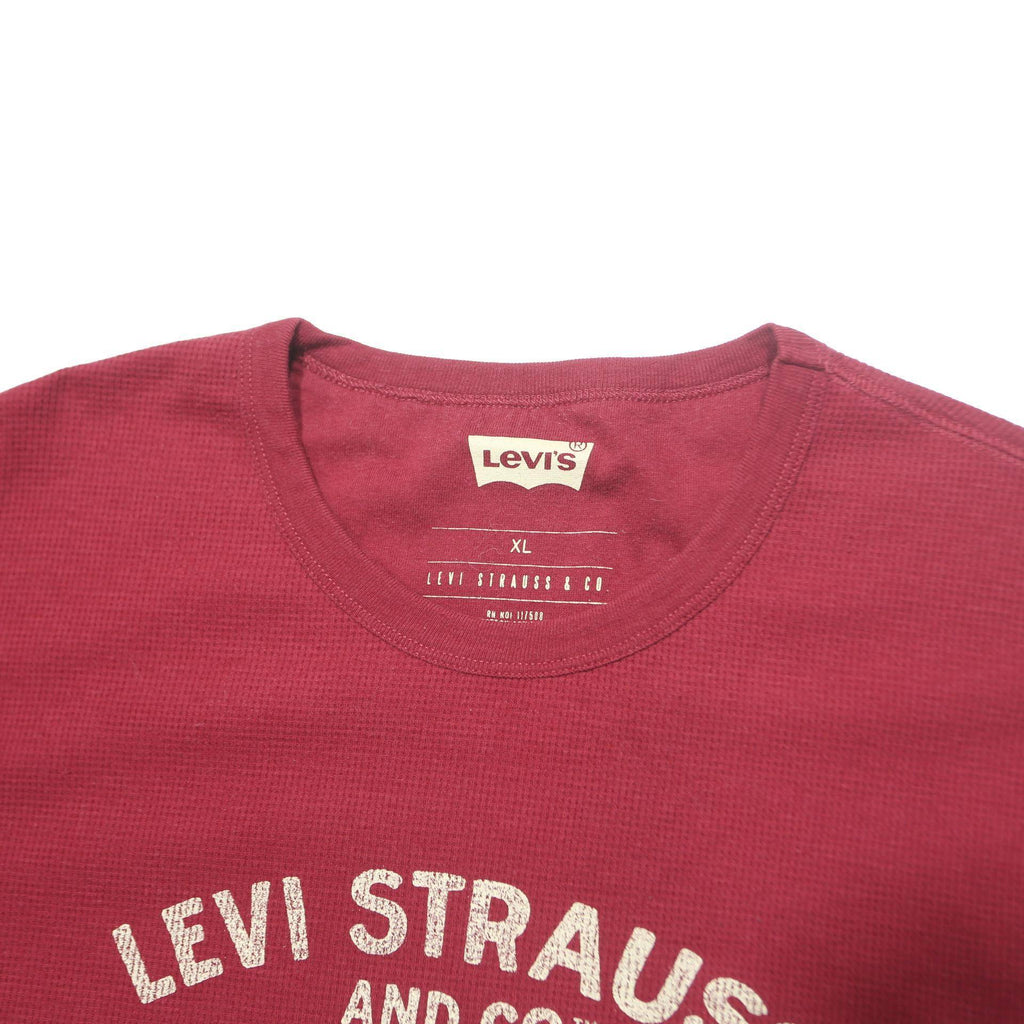 LEVI'S Mens Red Long Sleeve Crew Neck Graphic T-Shirt XL Cotton Blend