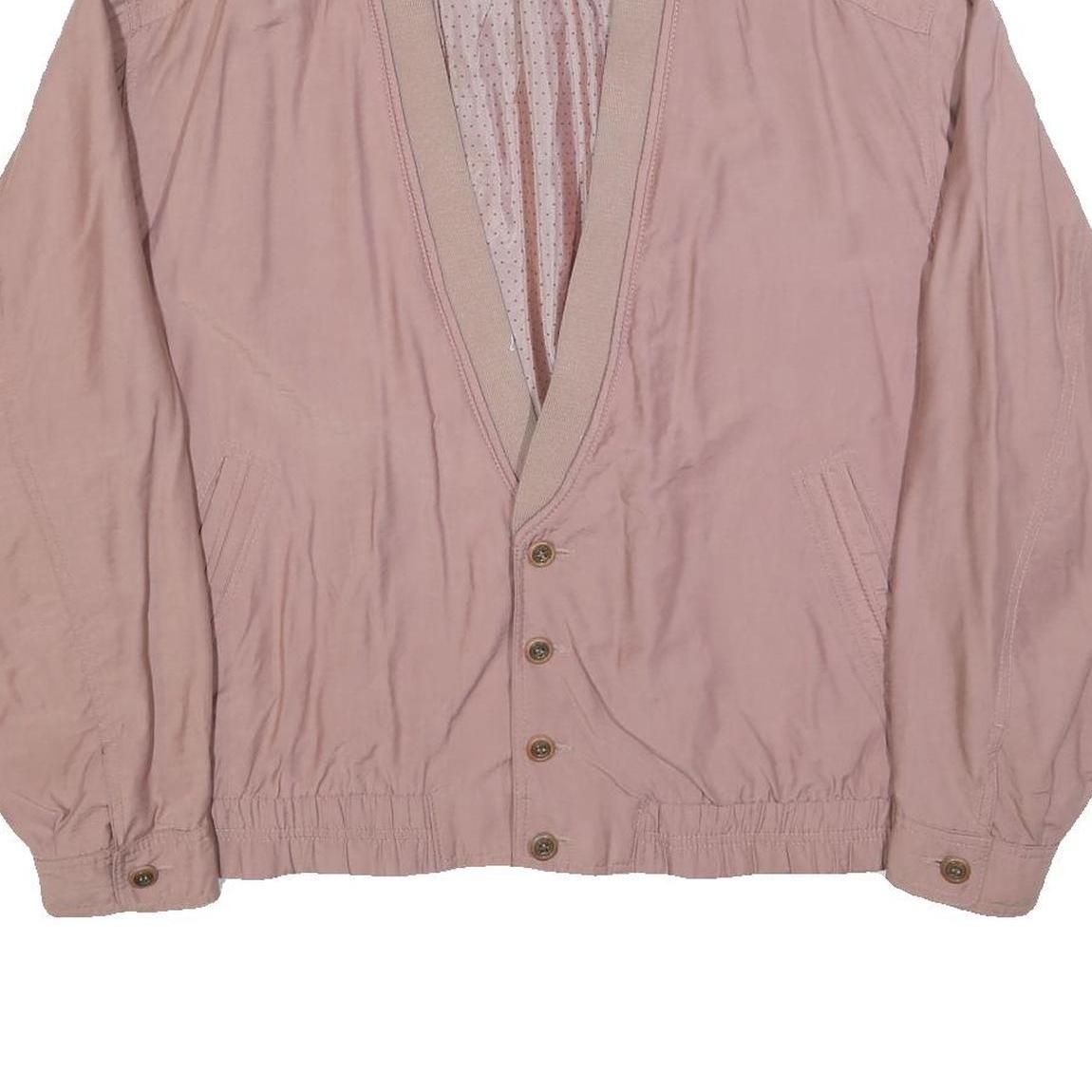 Mens Pink Button Jacket L Polyester Blend Plain Casual Lightweight