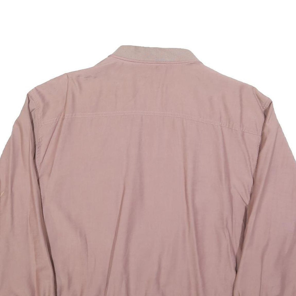 Mens Pink Button Jacket L Polyester Blend Plain Casual Lightweight
