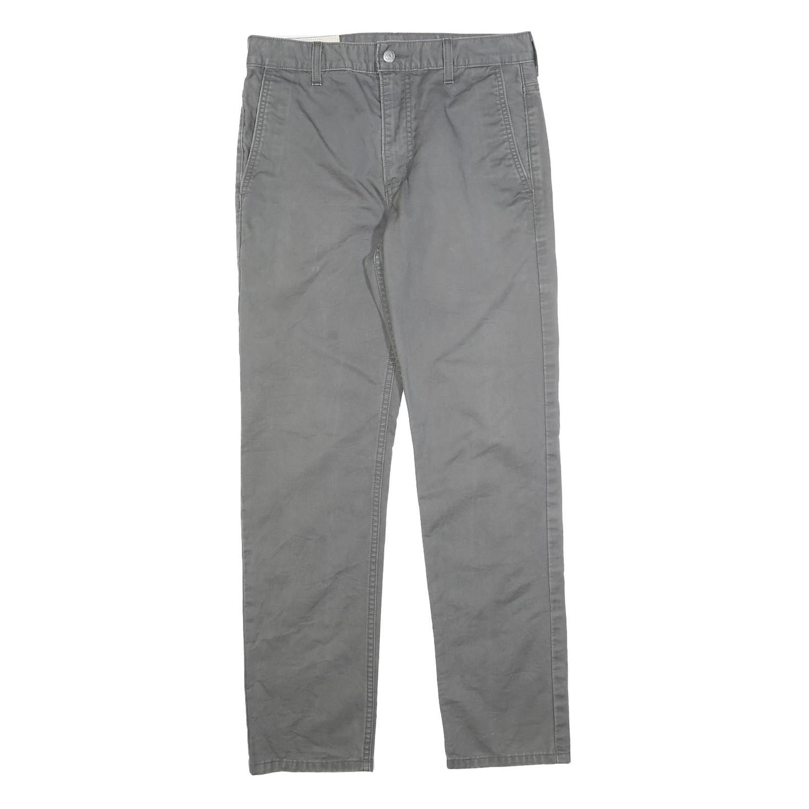 LEVI'S Mens Slim Grey Cotton Blend Slim Straight Trousers W30 L30 Casual Wear