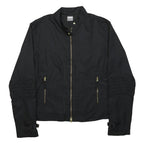 NIKE Womens Black Jacket L Polyester Zip Up Plain Lightweight Casual