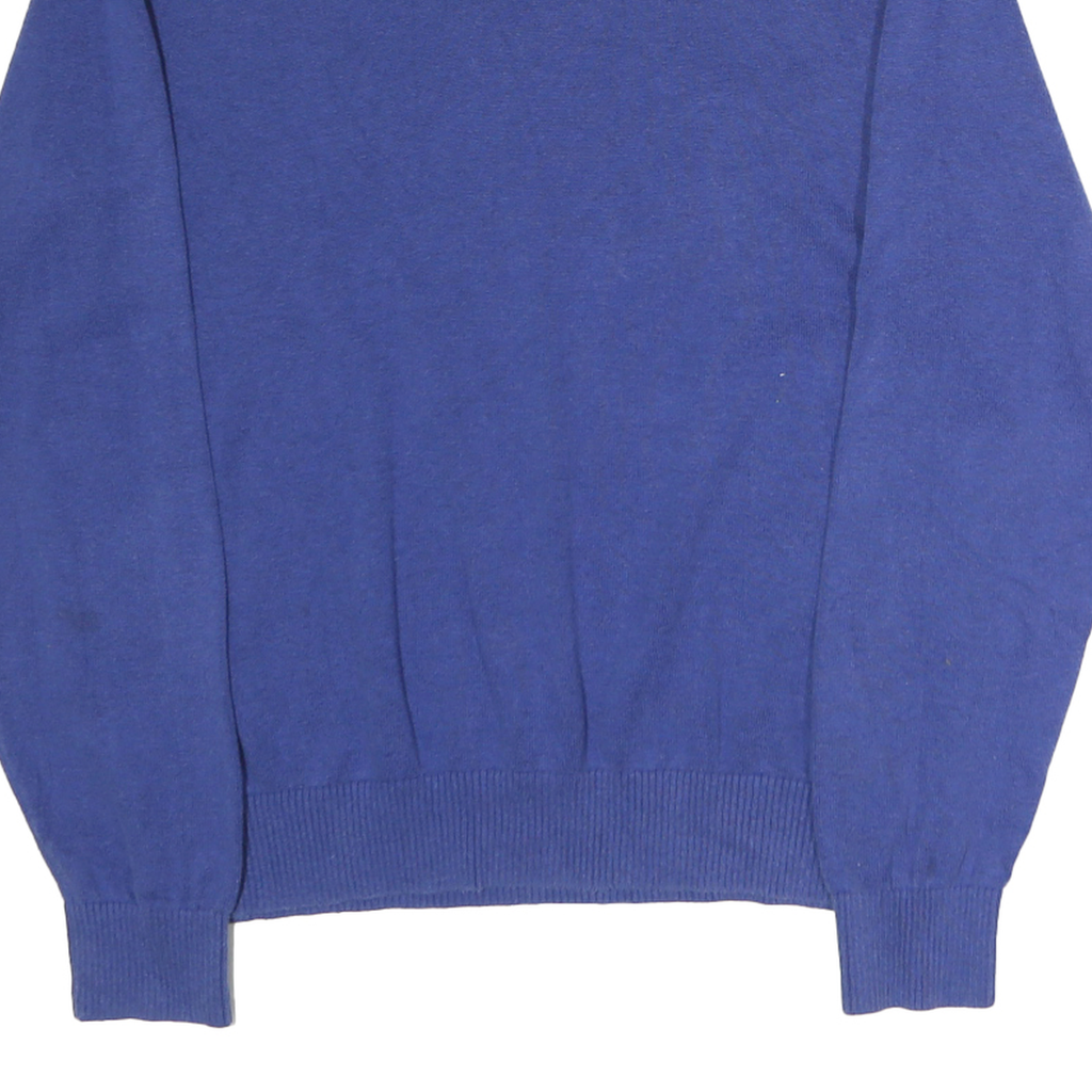 TOMMY HILFIGER Mens Blue Plain V-Neck Basic Knit Jumper M Cotton Casual Wear