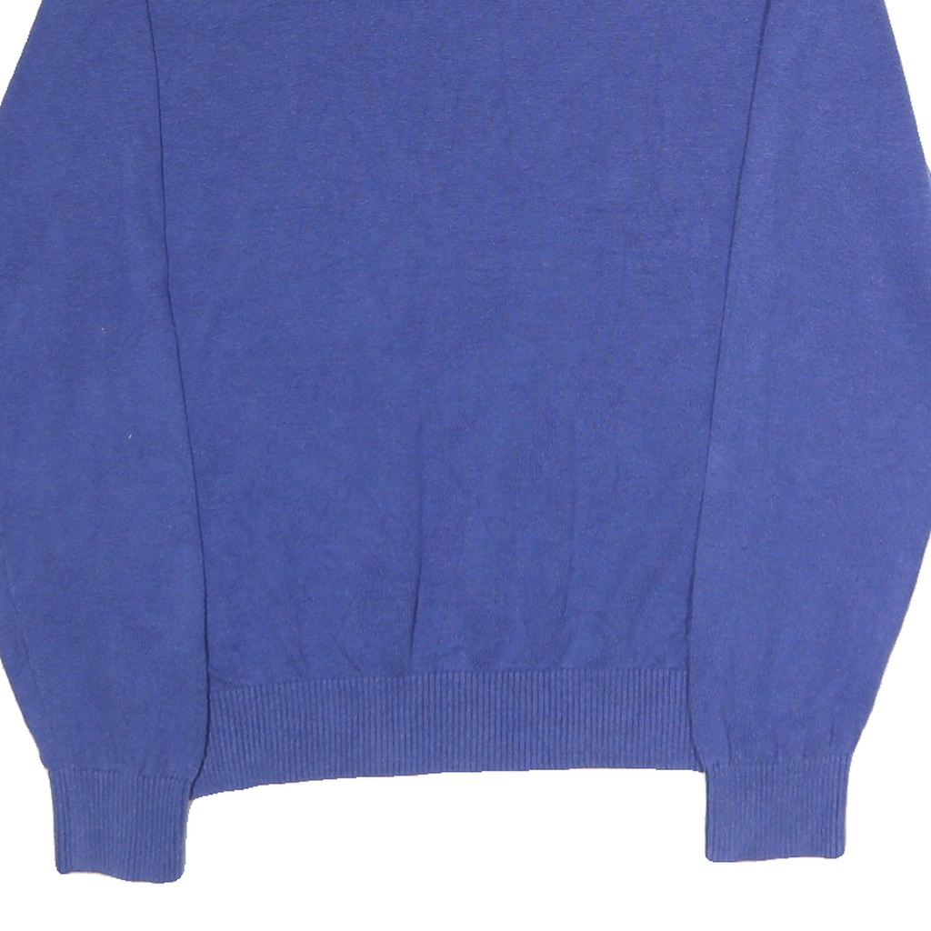 TOMMY HILFIGER Mens Blue Plain V-Neck Basic Knit Jumper M Cotton Casual Wear