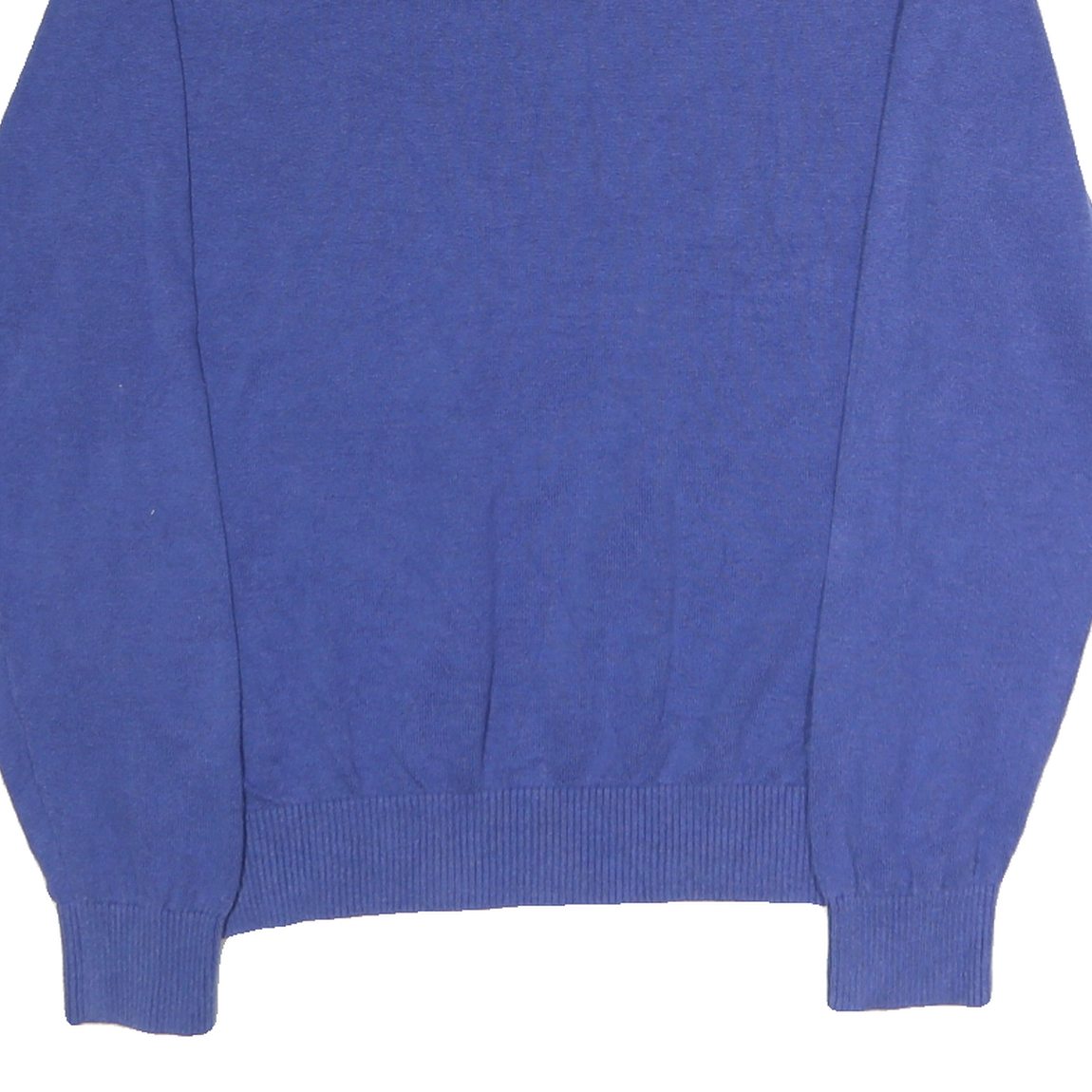 TOMMY HILFIGER Mens Blue Plain V-Neck Basic Knit Jumper M Cotton Casual Wear