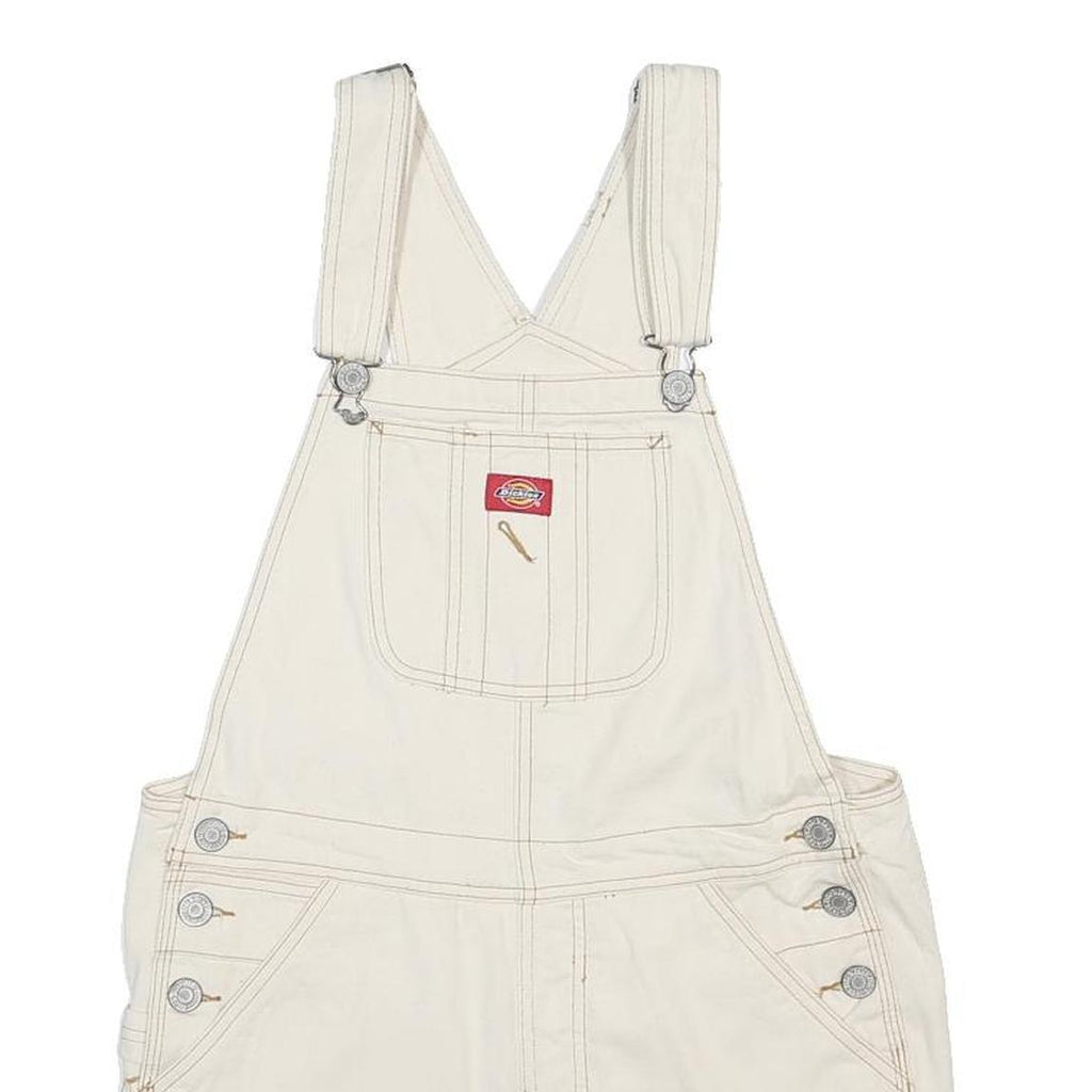 DICKIES Womens Cream Cotton Blend Dungarees Regular Fit Short Length M W34 L3