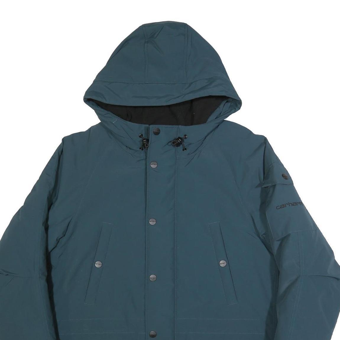 CARHARTT WIP Mens Blue Nylon Hooded Jacket S Zip Workwear Outerwear