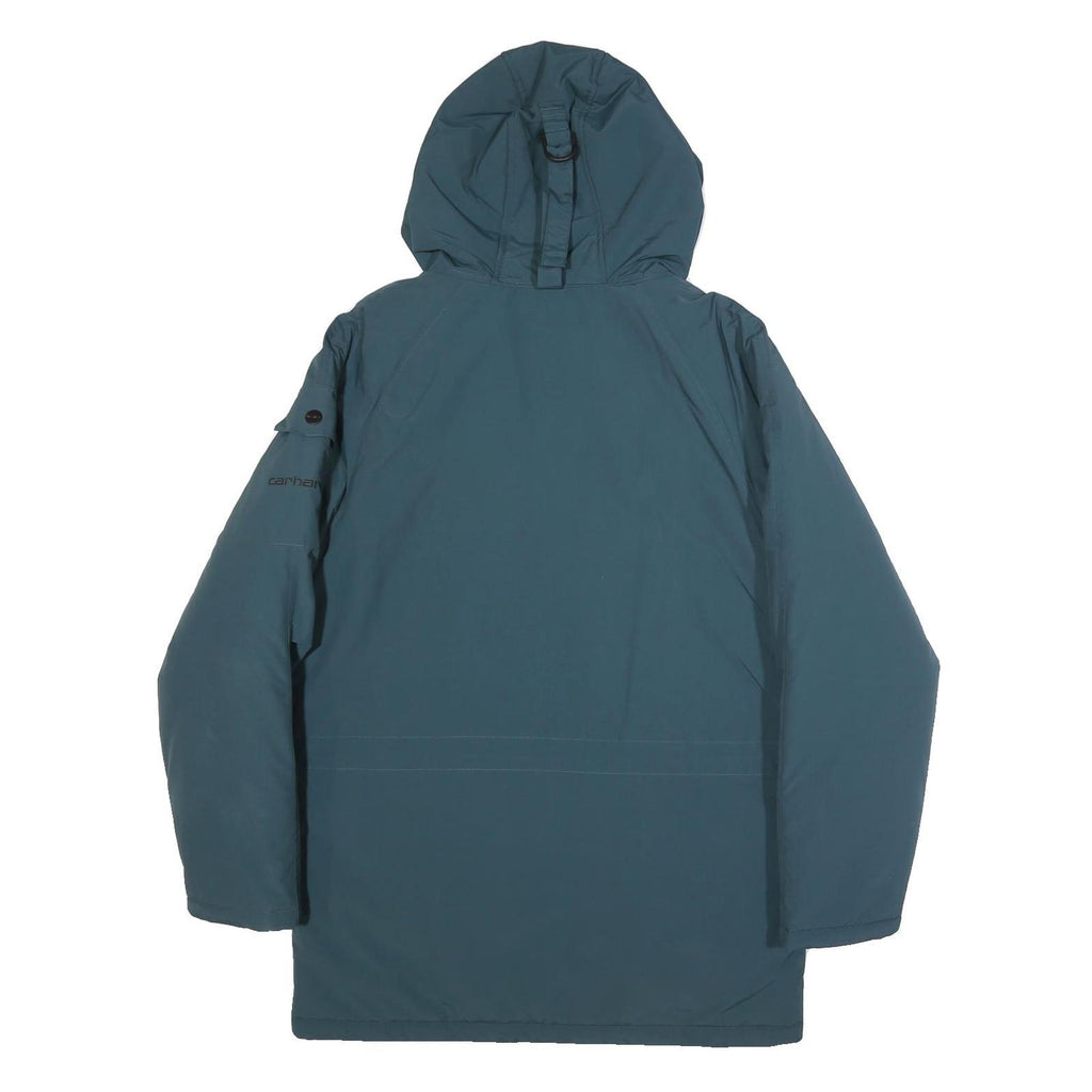 CARHARTT WIP Mens Blue Nylon Hooded Jacket S Zip Workwear Outerwear