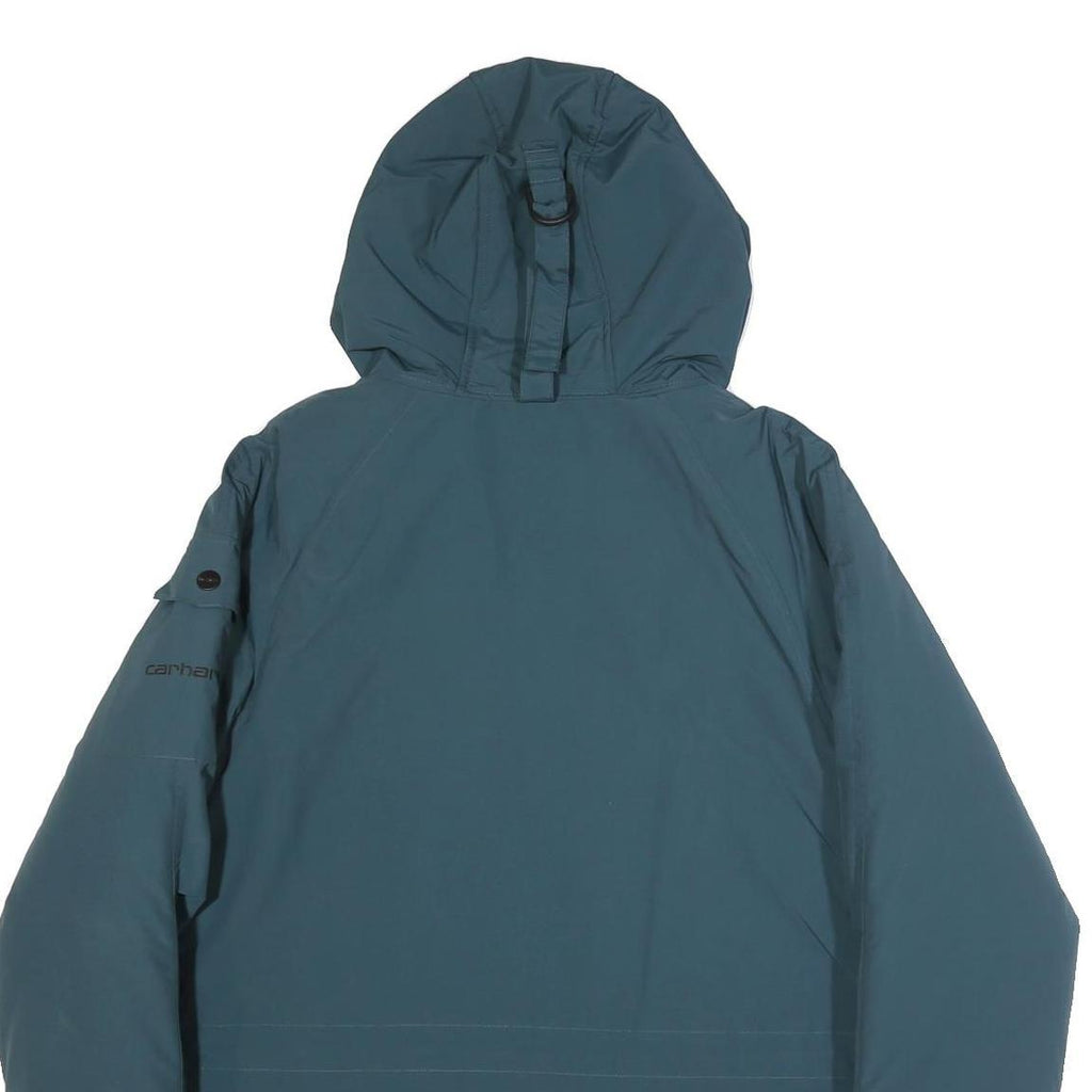 CARHARTT WIP Mens Blue Nylon Hooded Jacket S Zip Workwear Outerwear