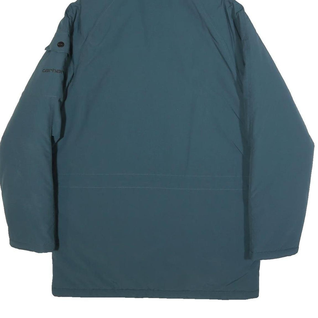 CARHARTT WIP Mens Blue Nylon Hooded Jacket S Zip Workwear Outerwear