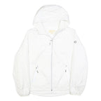 MICHAEL KORS Womens White Hooded Jacket L Polyester Blend Zip Plain Lightweight