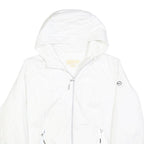 MICHAEL KORS Womens White Hooded Jacket L Polyester Blend Zip Plain Lightweight