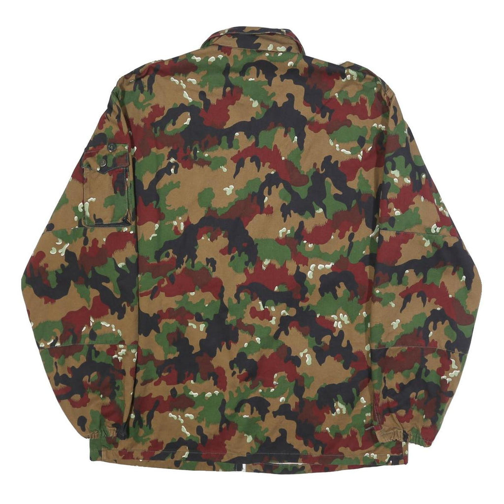 Mens Green Brown Camouflage Zip Cotton Blend Jacket M Military Style Casual