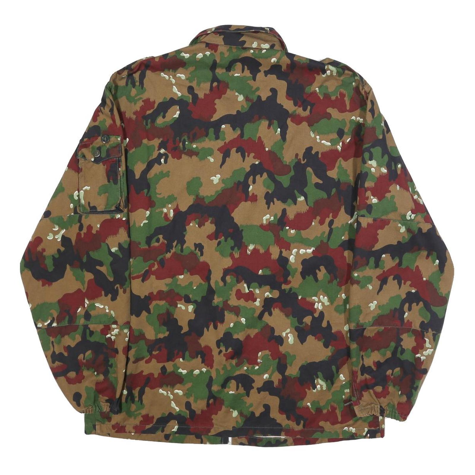 Mens Green Brown Camouflage Zip Cotton Blend Jacket M Military Style Casual