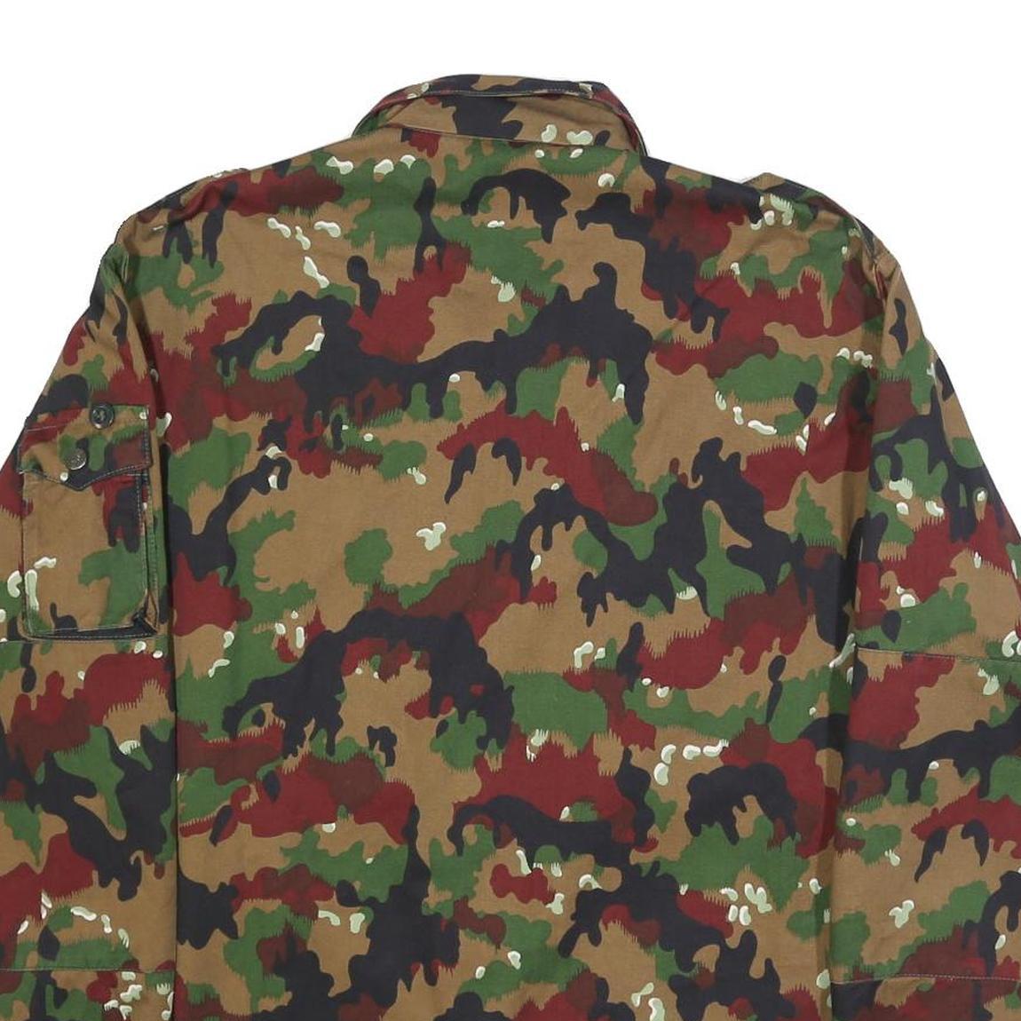 Mens Green Brown Camouflage Zip Cotton Blend Jacket M Military Style Casual