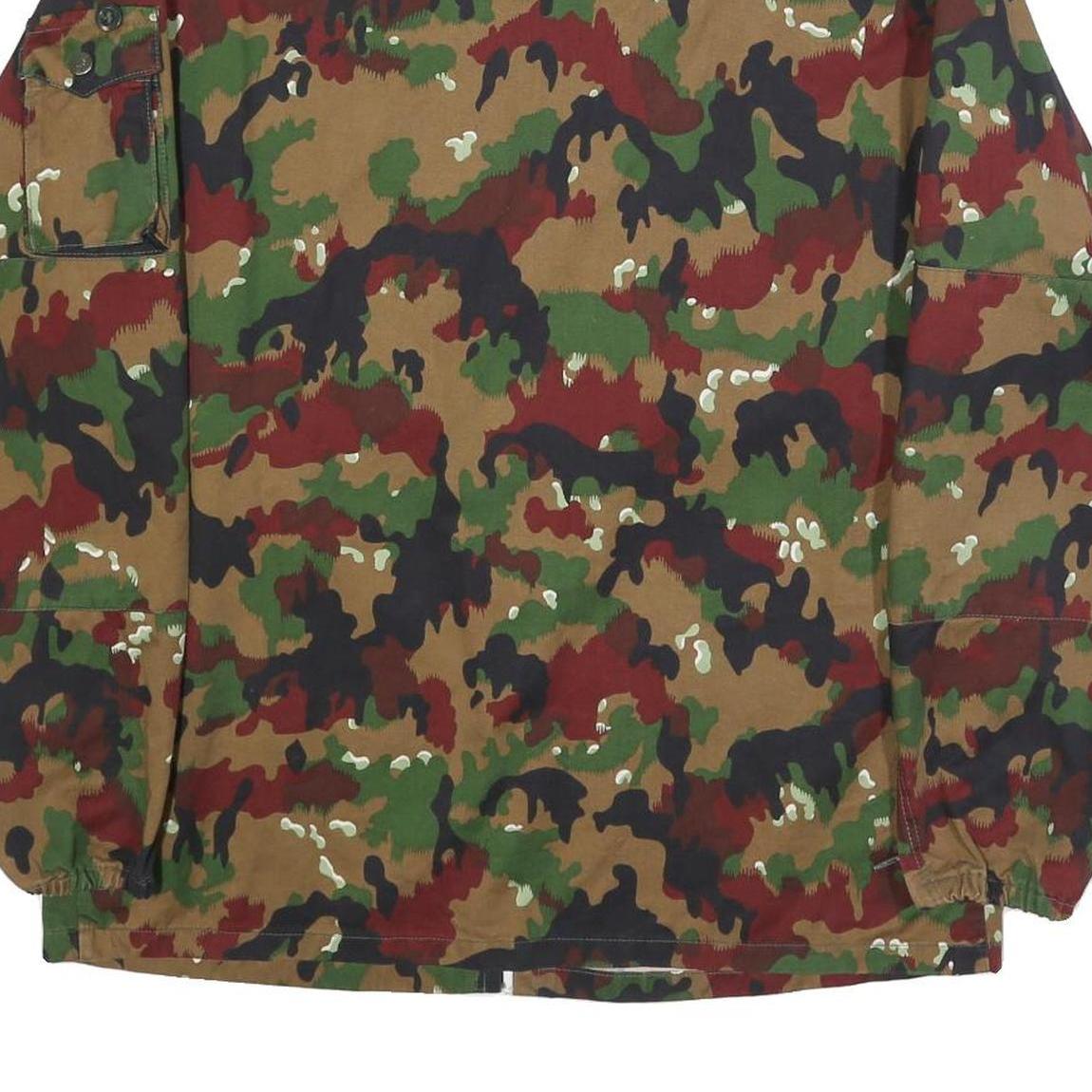 Mens Green Brown Camouflage Zip Cotton Blend Jacket M Military Style Casual