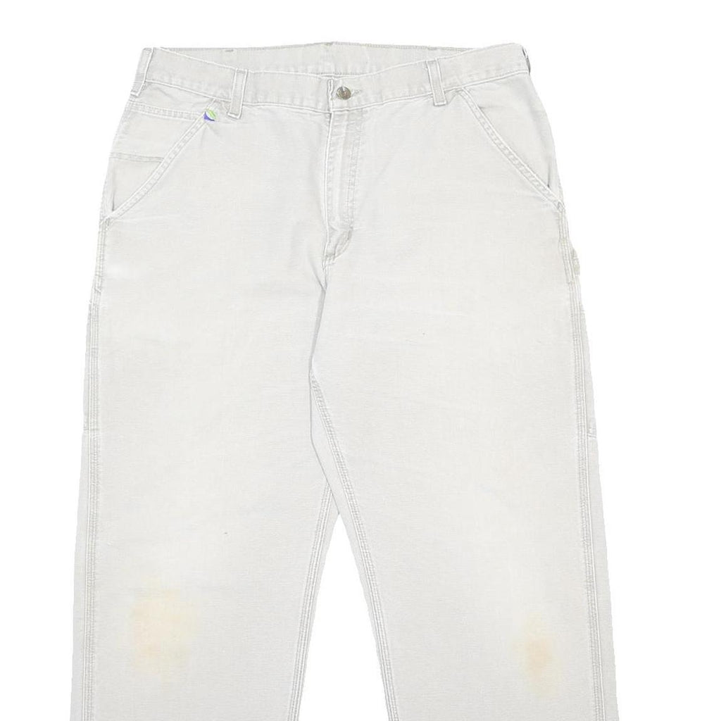 CARHARTT Mens Cotton Beige Relaxed Straight Trousers W34 L29 Workwear Utility