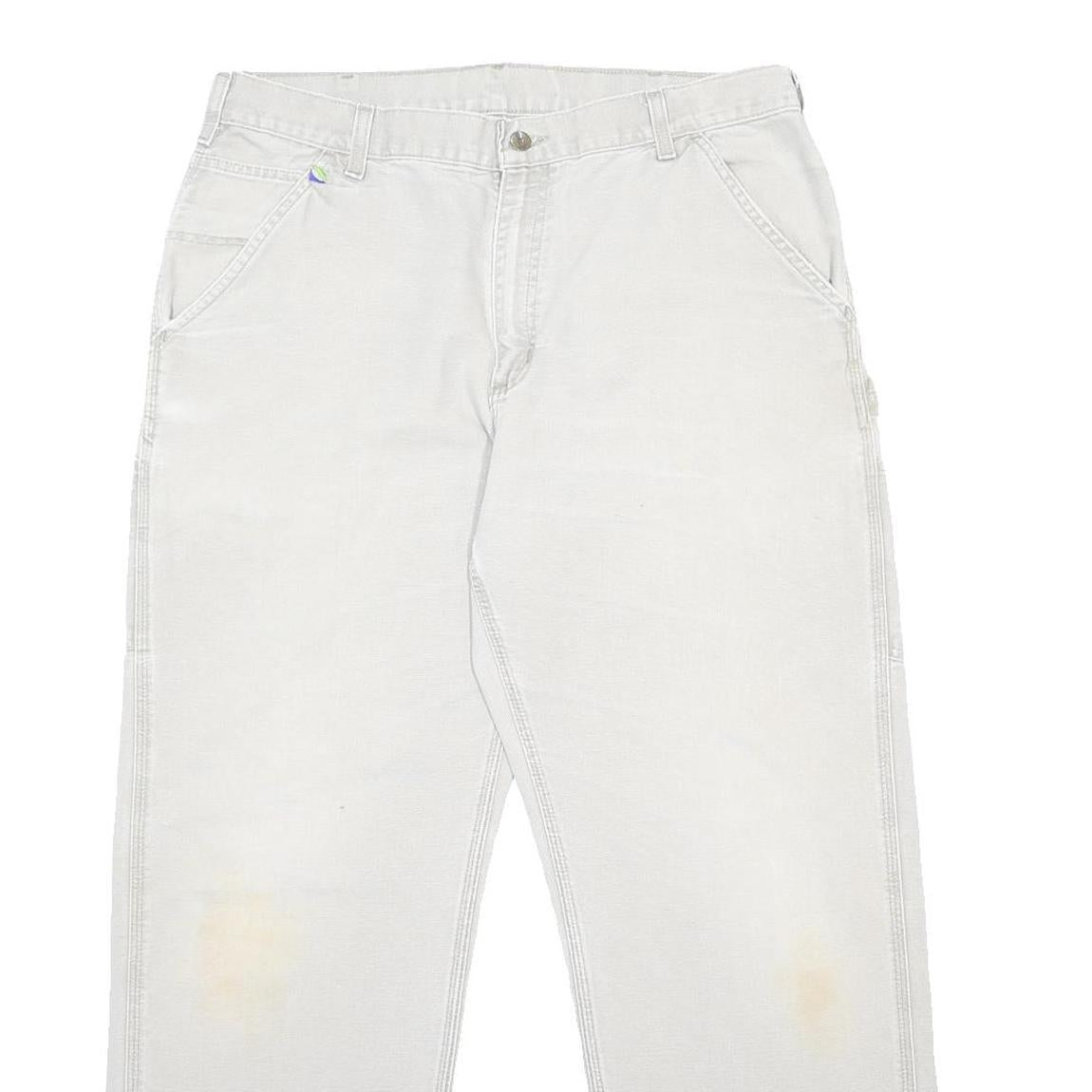 CARHARTT Mens Cotton Beige Relaxed Straight Trousers W34 L29 Workwear Utility