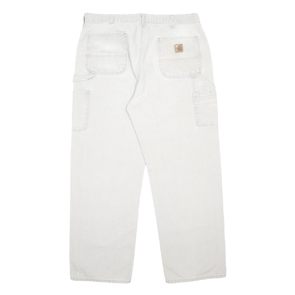 CARHARTT Mens Cotton Beige Relaxed Straight Trousers W34 L29 Workwear Utility