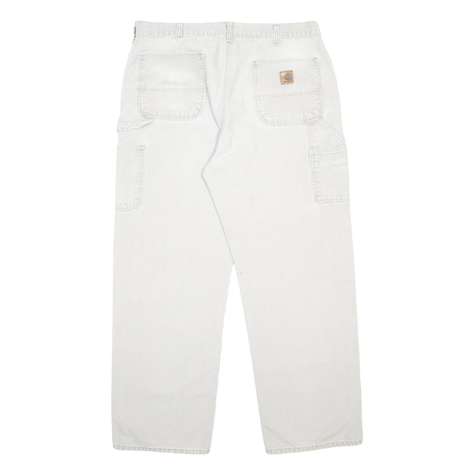 CARHARTT Mens Cotton Beige Relaxed Straight Trousers W34 L29 Workwear Utility
