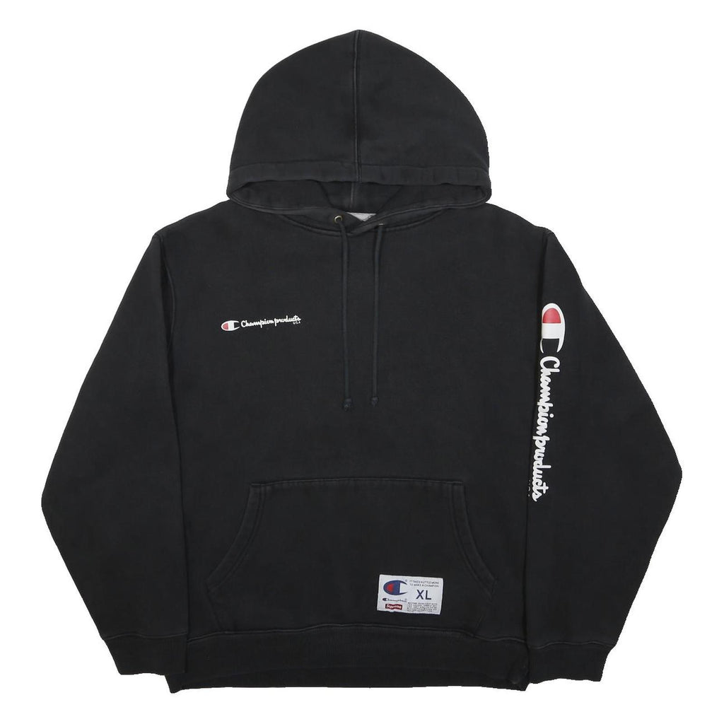 SUPREME X CHAMPION FW16 Mens Black Hoodie XL Cotton Pullover Casual Wear
