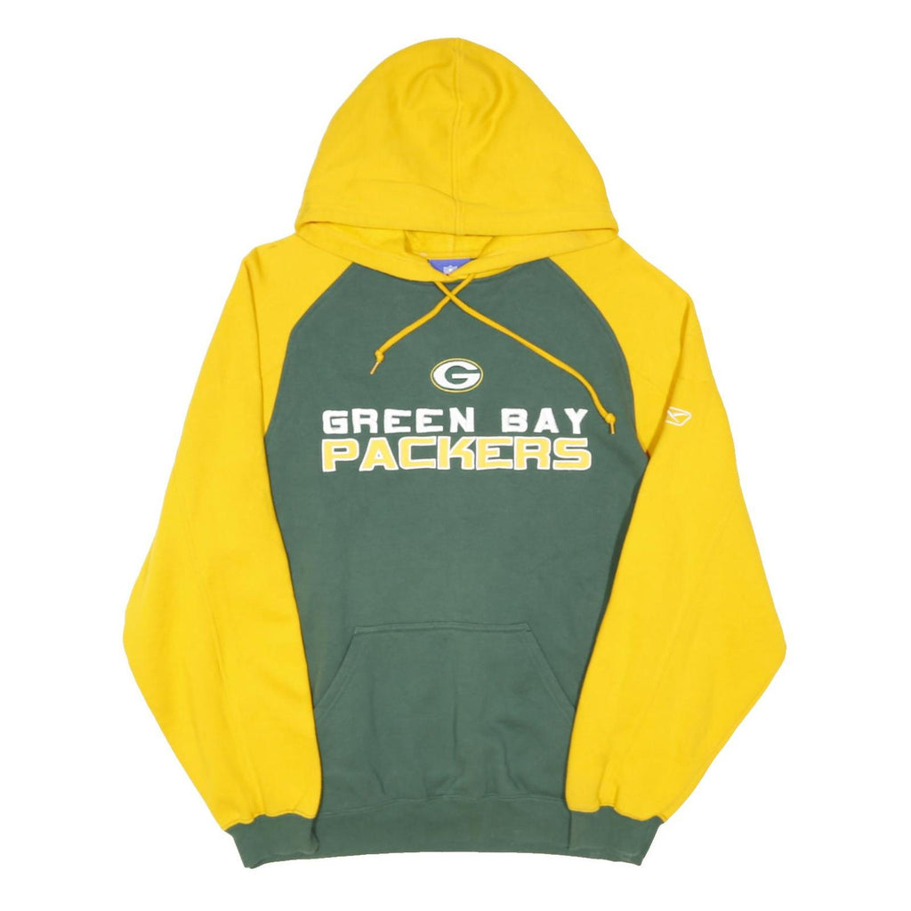 NFL Mens Green & Yellow Green Bay Packers Hoodie L Cotton Blend Casual Pullover