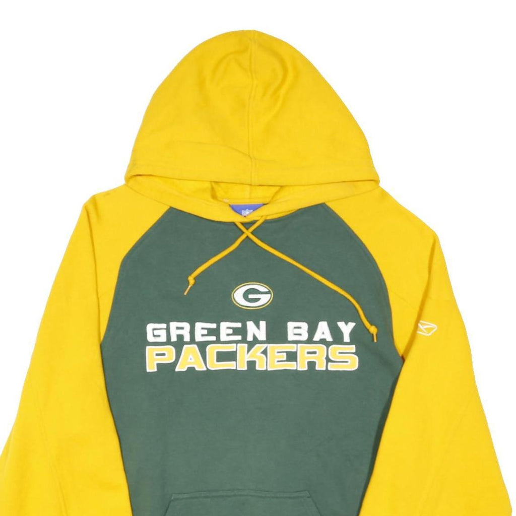 NFL Mens Green & Yellow Green Bay Packers Hoodie L Cotton Blend Casual Pullover