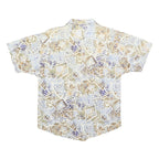 MAXX Mens Beige & Blue Abstract Pattern Shirt M Summer Casual Linen Blend