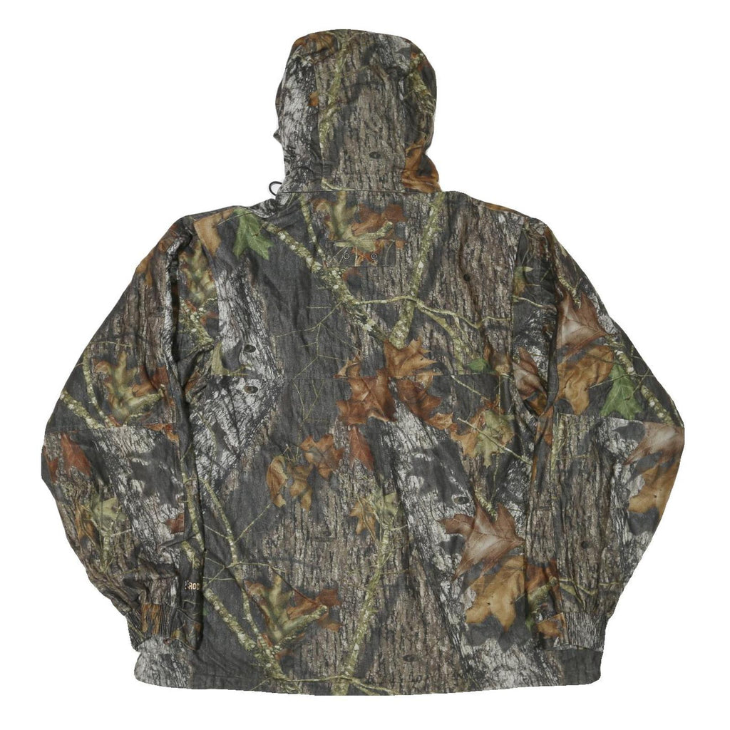 Mens Brown Camouflage Outdoor Jacket XL Polyester Blend Zip Hooded Rocky