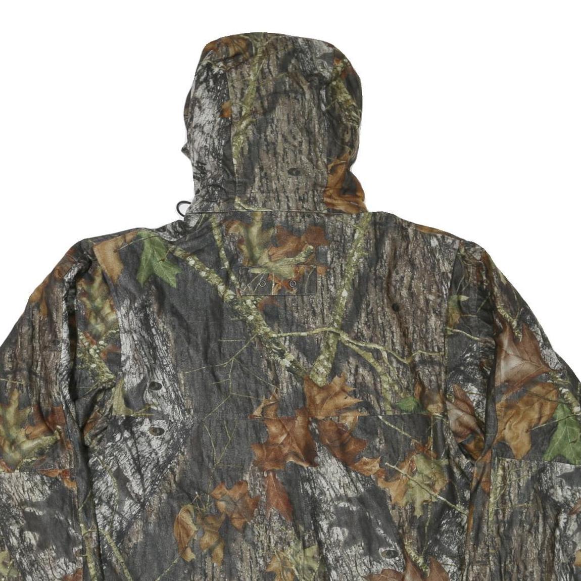 Mens Brown Camouflage Outdoor Jacket XL Polyester Blend Zip Hooded Rocky