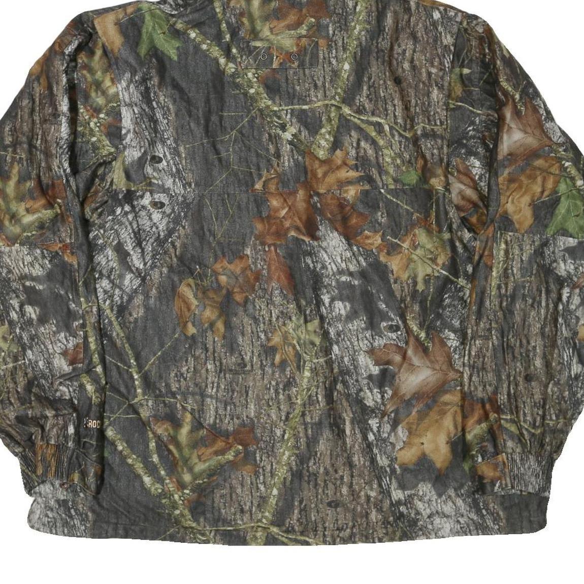 Mens Brown Camouflage Outdoor Jacket XL Polyester Blend Zip Hooded Rocky