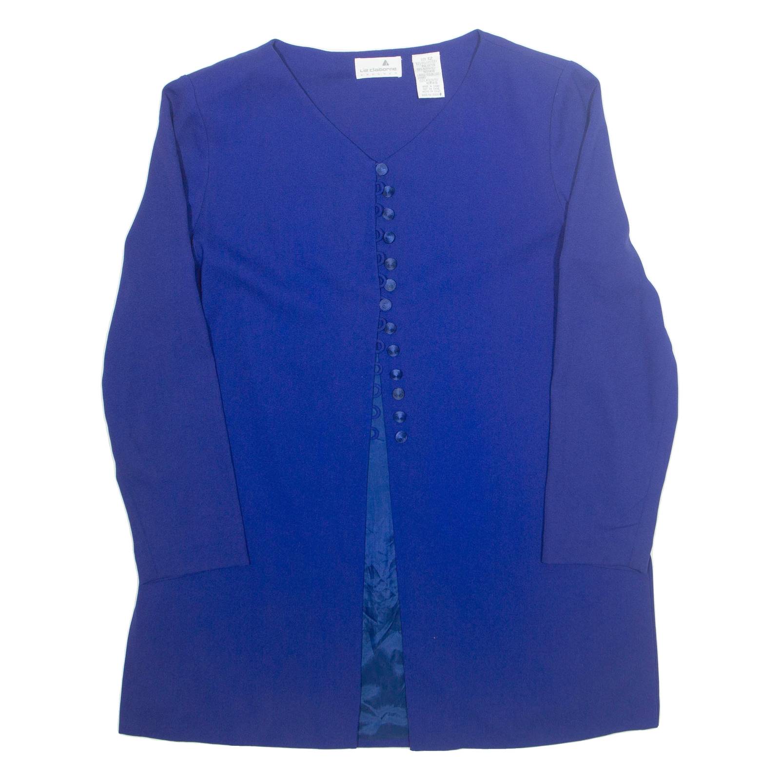 LIZ CLAIBORNE Womens Blouse Purple V-Neck Long Sleeve L