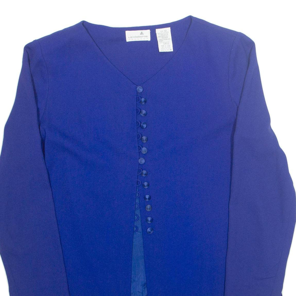 LIZ CLAIBORNE Womens Blouse Purple V-Neck Long Sleeve L