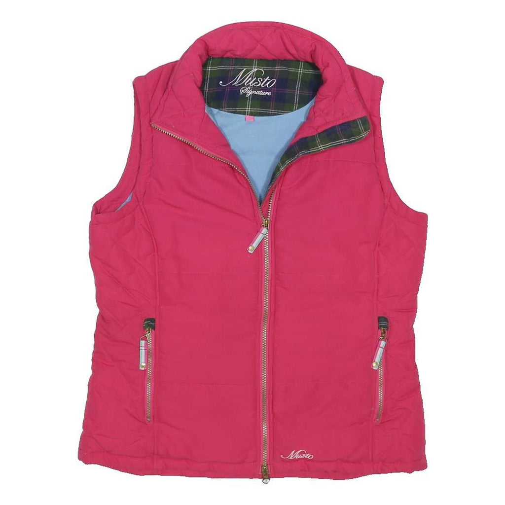 MUSTO Womens Pink Jacket UK 12 Polyester Blend Quilted Sleeveless Zip Outdoor