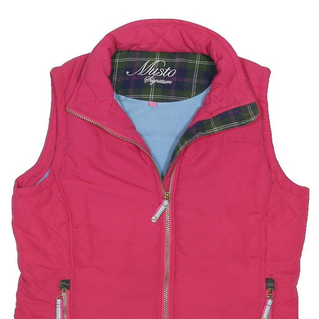 MUSTO Womens Pink Jacket UK 12 Polyester Blend Quilted Sleeveless Zip Outdoor