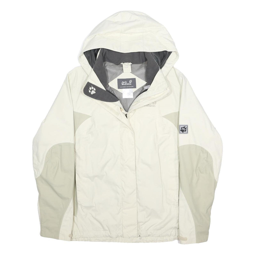 JACK WOLFSKIN Womens White & Light Grey Outdoor Jacket UK 16 Polyamide Zip
