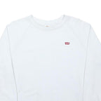 LEVI'S Mens White S Logo Crew Neck Sweatshirt Cotton Blend Pullover