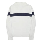 TOMMY HILFIGER Womens White & Navy Plain Pullover Cable Knit Jumper XL Cotton