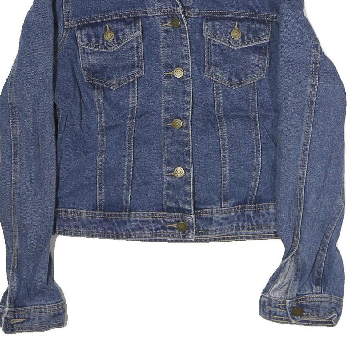 Womens Blue Denim Plain Cotton Button Jacket M Classic Regular Fit