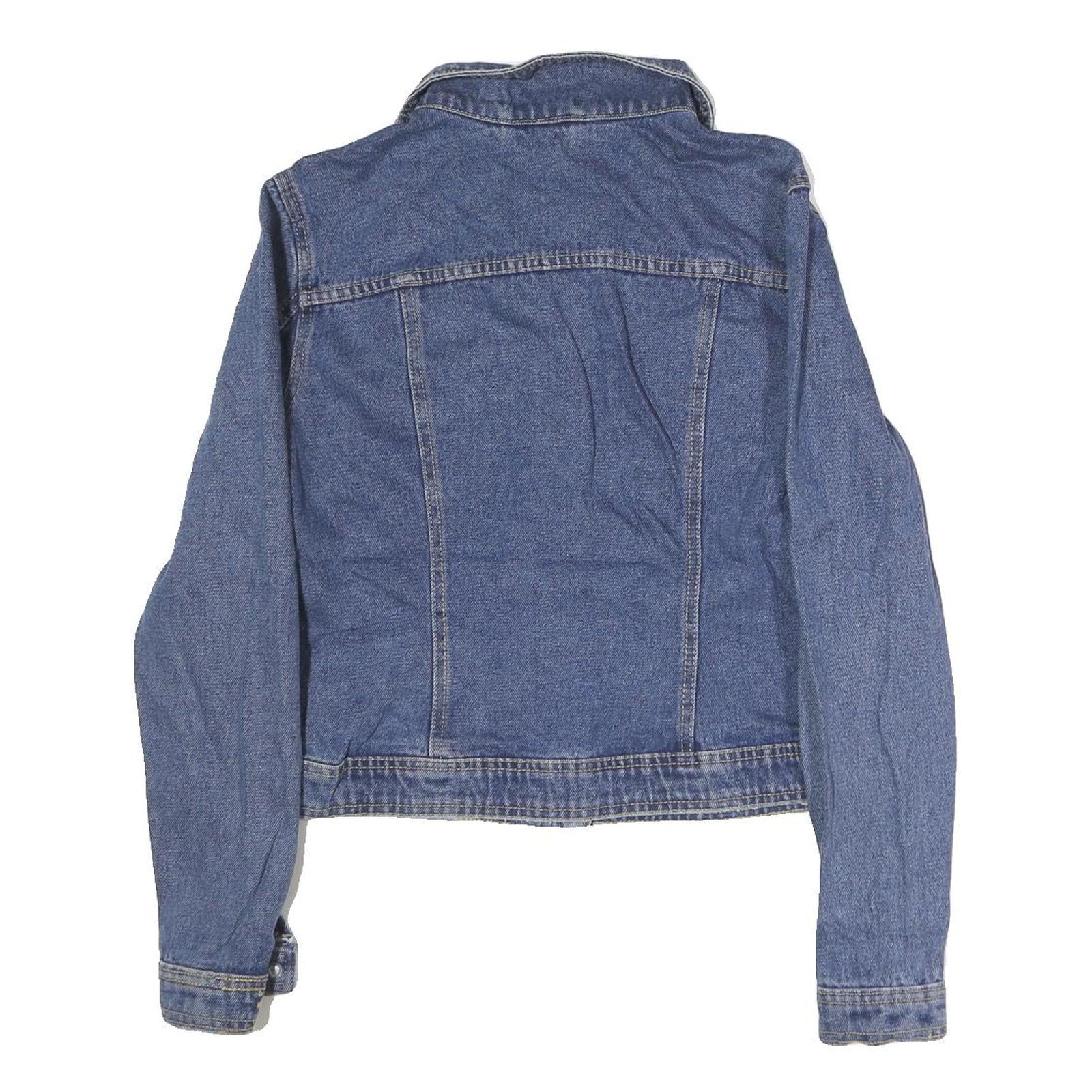 Womens Blue Denim Plain Cotton Button Jacket M Classic Regular Fit