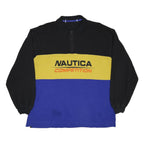 NAUTICA Mens Black & Yellow Blue Cotton Long Sleeve Polo Shirt XL Competition